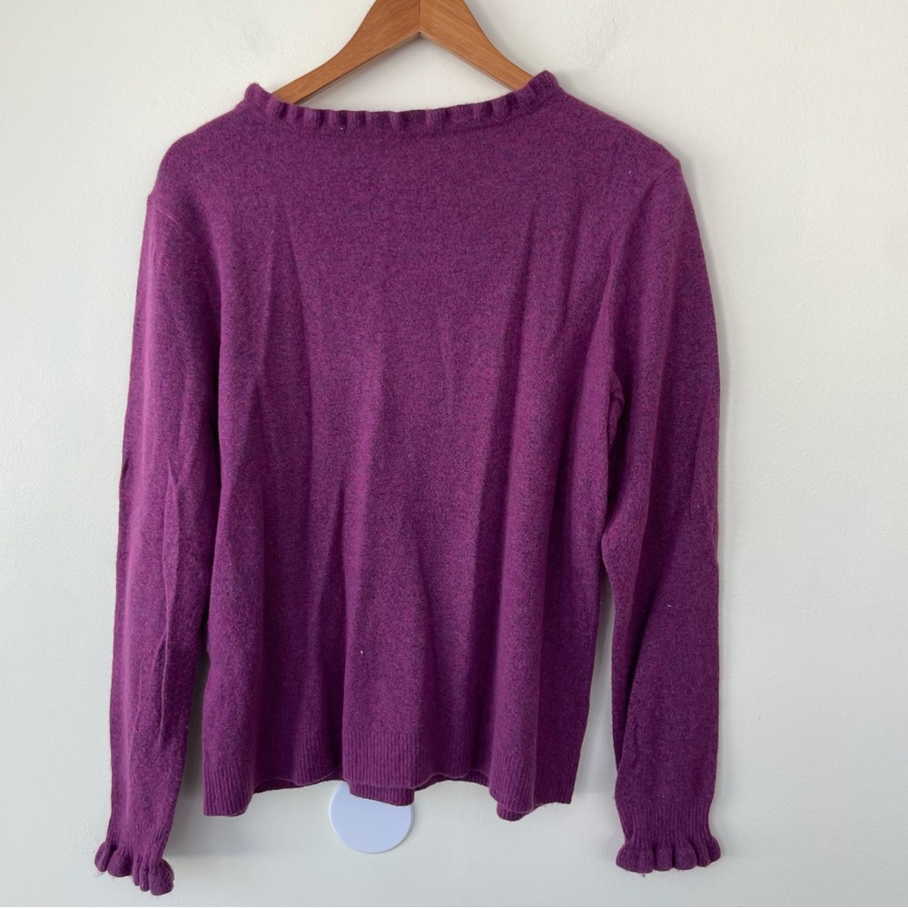 Sundance Aileen Ruffle Sweater Cashmere & Wool Blend L Large Purple - Picture 5 of 9